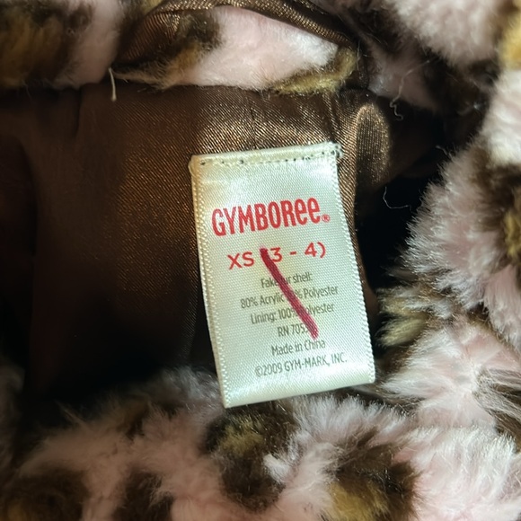 Gymboree Girls Pink Leopard Faux Fur lined Coat W/Pockets Size XS 3/4-EUC - Picture 2 of 4